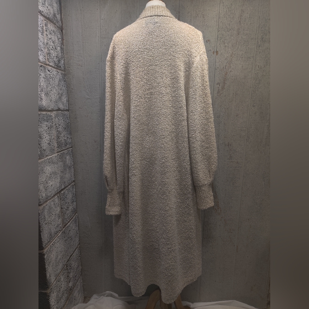 Vintage SIDEFFECTS Cream Off-white Fuzzy Knit Duster Sweater Womens L Large - Picture 6 of 13